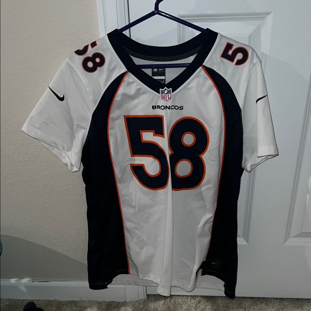 NFL Broncos White and Dark Blue Jersey